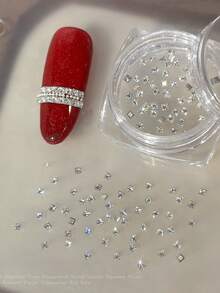 1 Hộp Đá Cubic Zirconia Hình Vuông Nhỏ Lấp Lánh Màu Champagne Đế Phẳng Dùng Làm Trang Trí Móng Tay, Đồ Trang Trí Móng Tay Đính Đá Tự Làm - Nhiều màu - Xem 11