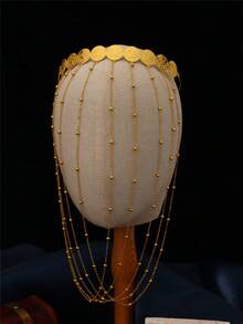 1pc Luxurious Gold Coin Crown Headpiece, Bridal Wedding Jewelry Tassel Decoration For Women - Crown - View 2