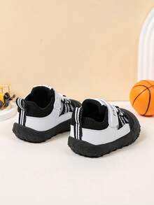 1 Pair Baby Sneakers, Lightweight Anti-Slip Toddler Walking Shoes, Easy Hook And Loop Closure - Black - View 5