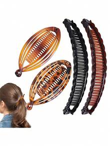 3/4 件套欧美懒人发梳、鱼形发夹、香蕉形发夹套装，多功能发梳，香蕉形发夹 - 彩色 - 查看 11