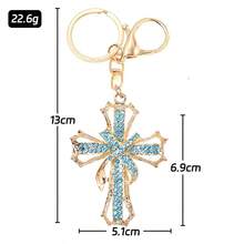 1PC Creative Rhinestone Cross Pendant Keychain Metal Car Hanger Small Gift Business Gift Hot Selling Style - B - View 6