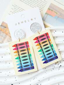 一对亚克力软陶珐琅耳环，夸张闪亮个性化耳环，教师节/返校季/毕业季节日礼物耳环 - 開學季 - 查看 1