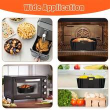 2pcs Silicone Air Fryer Liners, Reusable Non-Stick Basket Mats, Fit For 9.5L & Double Layer Models, Compatible With AF400UK, AF451UK, Tower T17088, Black - Air Fryer Silicone Pan - View 8