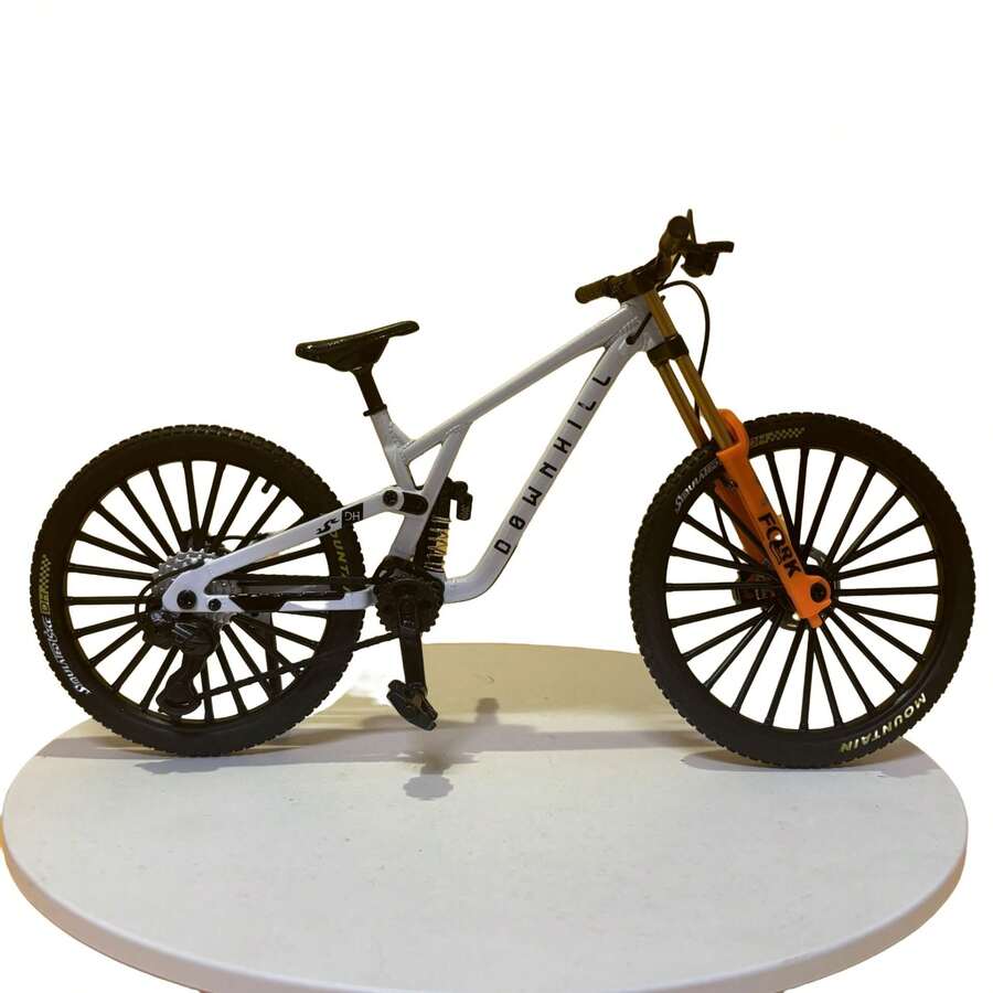 1pc New Alloy Bicycle Model, Realistic Mountain Bike, Downhill Bike, Road Bike, Cycling Decor, Gift, Party Favor, Birthday Present, Easter Small Gift - Orange - View 1