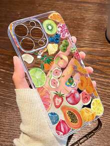 1pc 1PC Transparent TPU Full Coverage Fruit Pattern Anti-Fall Anti-Fingerprint Phone Case With Camera Protection Compatible With  Waterproof Shockproof Scratch Resistant Summer  17 Pro Max Case  17 Case  17 Pro Case  17 Plus Case Clear Phone Case  15 Case  16 Case  16 Plus Case Phone Cases  Case - 1pc - 查看 4