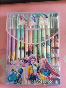 K-POP Fan Erasable Gel Pen Set (12/24/36/48pcs), Cartoon Design Reusable Writing Pens Suitable For Note Taking - Multicolor - View 11