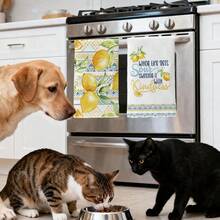 MEMNUN 2 piezas Toallas de cocina, paños de cocina, toallas de mano, paños de platos con estampado geométrico de limón en acuarela de verano y cita inspiradora "Cuando la vida se vuelva agria, endúlzala con amabilidad". Súper suaves y absorbentes de microfibra moderna de 15.75*23.62in(40*60cm), lavables a máquina, adecuadas para comedor, cocina, decoración del hogar, regalos, para todas las estaciones - Multicolor - Ver 8