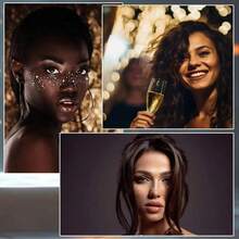 6/3pcs Gold/Silver Glitter Star Temporary Tattoo Stickers, Easy To Apply Natural Freckle Makeup - Multicolor - View 5