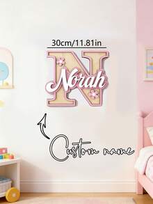 1pc Personalized Custom Letter Nameplate, Wooden Baby Nameplate, Three-Layer Composite Process Newborn Gift Signboard. Our Custom Capital Letter Combination Plaque Perfectly Combines Elegance And Fun, Aiming To Add Personalized Elements To Baby Rooms - Black - View 9