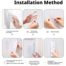 1pc,5pcs,10pcs,Elf-Adhesive Fastener Buckle Heavy-Duty Seamless Hook, No-Drill Wall Mount Holder For Socket & Power Strip Organizer - 6*14 Vertical Row Of Snap Fasteners - View 3