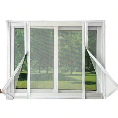White Double Zipper Design, New Summer Anti-Mosquito Mesh Screen, Bedroom Balcony Self-Adhesive Window Screen, Easy Install Curtain