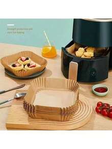 100pcs Air Fryer Liners, Non-Stick, Waterproof, Oil-Proof, Multi-Purpose Baking Paper, For Air Fryer, Microwave, Steaming, Kitchen And Restaurant Supplies - Multicolor - View 4