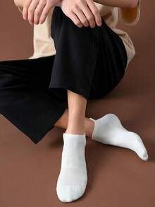 10/20 Pairs Men's White Low-Cut Mesh Socks, Breathable & Comfortable, With Arch Support, Suitable For Workout - White - View 6