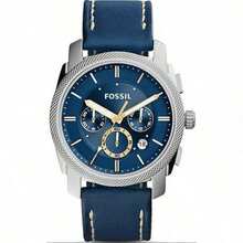 Fossil Men's Quartz Leather Three-Hand Watch Stainless Steel Case/Scratch Resistant Glass FS5262 - Blue - View 1