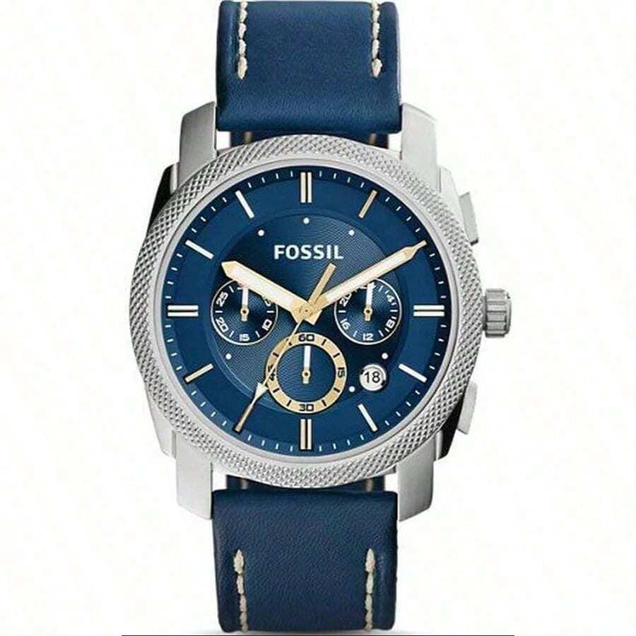 Fossil Men's Quartz Leather Three-Hand Watch Stainless Steel Case/Scratch Resistant Glass FS5262 - Blue - View 1