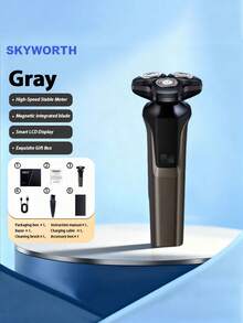 SKYWORTH 3-In-1 Sideburn, Nose Hair & Electric Shaver, 800mAh Large Capacity Battery, IPX7 Waterproof, Wet & Dry Use, Fully Washable, 3 Stainless Steel Blades, One-Touch Start, Titanium Gray Premium Design - Multicolor - View 13