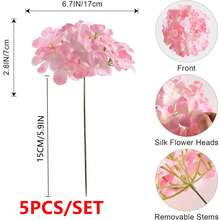 1/5/10 bông hoa cẩm tú cầu sống động như thật, hoa cẩm tú cầu trắng bằng lụa có cuống, dùng để trang trí nhà cửa, tiệc tùng, bó hoa cưới, quà sinh nhật, trang trí trong nhà/ngoài trời, cắm hoa, đồ dùng đám cưới. - Hồng đậm - Xem 12