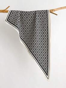 1pc Versatile Striped Scarf/Shawl, Suitable For Daily, Office, And Vacation Wear - White - View 7