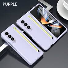 Galaxy ZFold3/ZFold4/ZFold5/ZFold6/ZFold7 Phone Case With Stylus Pen, Matte Texture Material Protective Cover, Minimalist Elegant Design, Integrated Pen Slot, Fashion Versatile Case - Multicolor - View 15