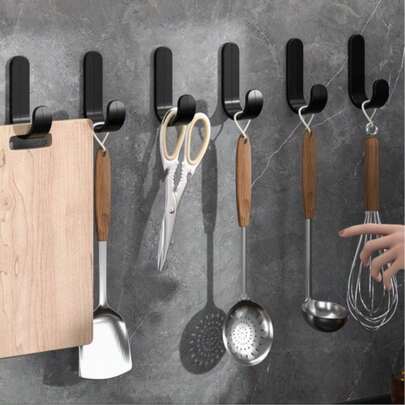 5个装自粘挂钩 - 防水浴室厨房挂钩，无需钻孔安装，轻松移除，可悬挂毛巾、钥匙、餐具 - 适用于浴室、厨房、办公室、家居收纳 - 节省空间的J型挂钩，时尚设计，办公收纳，现代收纳，强力粘胶，适合小空间，实用挂钩