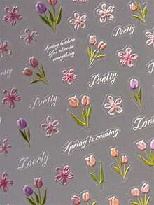 1片5D白色雏菊软浮雕自粘美甲贴纸，彩色花卉美甲贴花 - 彩色 - 查看 3