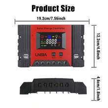 12V/24V 100A Solar Charge Controller, PWM Mode Solar Controller, LCD Display - Over-Voltage/Under-Voltage/Overheat/Short Circuit/Reverse Polarity Protection - Compatible With LiFePO4, Lithium, Gel, Sealed, Flooded, Open Batteries - For Solar Panels, RV, Off-Grid, EVs, Energy Systems - Compact Design, Rv Power Management, Userfriendly Interface, Durable Construction, Power Regulation, Offgrid Users, 1 Piece, Red - PWM 12V/24V 100A - View 10
