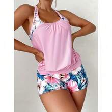 New Hot Selling European And American Fashion Two-Piece Swimsuit Set For Women, Solid Color Printed Sexy Hot Spring Comfortable Swimsuit For Women - Hồng - Xem 2