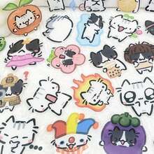 54pcs Interesting Shocking Little Cat Sticker Waterproof PET Transparent Decals For Water Bottle Laptop Luggage Journal Stationery Phone DIY Decorate Sticker - E - 查看 6