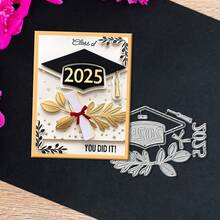 创意校园主题模具，DIY剪贴簿相册和压花模板，贺卡制作工具，卡片纸切割工艺品，礼品卡制作模板模切。 - 銀色 - 查看 1