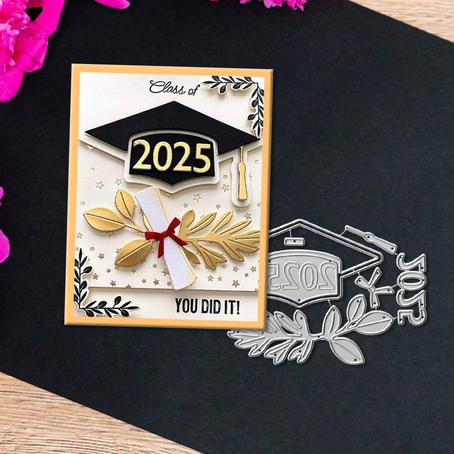 创意校园主题模具，DIY剪贴簿相册和压花模板，贺卡制作工具，卡片纸切割工艺品，礼品卡制作模板模切。 - 銀色 - 查看 1