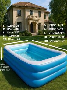 Large Inflatable Swimming Pool, Ocean Design, Cute & Durable PVC Material, Foldable & Portable, Suitable For Family Garden Parties And Backyard Entertainment, Patio Decor Pool, Colorful - Blue and White - View 14