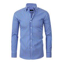 Rand paul Men's Casual Comfortable Checkered Shirt - 寶藍色 - 查看 2