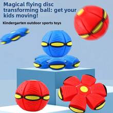 SKYQITIAN LED Light Up Flying Saucer Ball, Stomp Deformation Bounce Ball, Foot Stomp Pop Jump Bouncing Ball, 2-In-1 Deformable Flying Disc Ball Toy With Flashing Lights, Indoor Outdoor Sports Play Toy For Kids Boys Girls, Parent-Child Interactive Activity Toy For Backyard Garden Park Play,  Soft Material Anti-Fall Durable Bounce Toy, Creative Sensory Toy For Children's Coordination Training, Ideal Gift For Birthday Christmas Halloween Thanksgiving New Year Easter Children's Day Holiday, Kids Outdoor Recreation Interactive Play Ball Toy - 6 đèn - quả cầu đĩa bay màu xanh lá cây - Xem 2