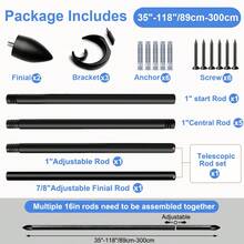1 Set Black Curtain Rod, Length 35 - 147 Inches, Diameter 1 Inch. Decorative Curtain Rod Set, Adjustable, Heavy Duty, Suitable For Curtains In Bedroom, Living Room - Conical - Black - View 14