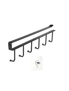 2pcs Iron Hook, 6 Hooks/12 Hooks, Mugs, Coffee Cups, Cup Holders, Kitchen Tools, Hats, Scarf Storage Racks, Suitable For Use Under Kitchen Bars, Coffee Bars, Wardrobes, And Cabinets - One Size - View 14