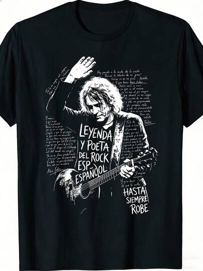 Camiseta de estilo rock español para hombres de Y-Traiz - Icónica impresión de música de bata de despedida, camiseta de cuello redondo oversize, adecuada para uso casual durante todo el año, regalo para fans, ropa lavable a máquina de leyendas del rock español para novio y amante de la música.
