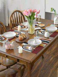 Bộ trang trí nhà cửa phong cách Bohemian họa tiết hình học trừu tượng (1/4/5/6/7 món), thích hợp trang trí phòng khách, phòng ngủ, phòng ăn, chất liệu giả vải lanh, nhiều kích cỡ, dùng để trang trí bàn ăn, khăn trải bàn lò sưởi, tấm lót bàn, đế lót ly, đồ trang trí nhà cửa. - Nhiều màu - Xem 7