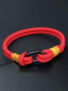 Noter 4毫米手工编织米兰绳手链，黑色椭圆形，易扣设计，男士臂环饰品 - 男士手鐲手繩 - 查看 9