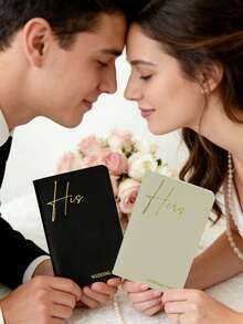 Bộ 2 cuốn sổ ghi lời thề hôn nhân, phiên bản nam và nữ, chữ mạ vàng, 28 trang, không gian rộng rãi để viết lời thề, vật dụng thiết yếu hoàn hảo cho ngày cưới của bạn, cũng lý tưởng cho đồ dùng học tập và chuẩn bị năm học mới. - Đen trắng - Xem 5