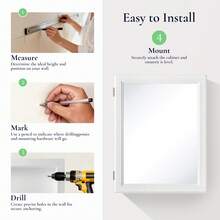 OLIXIS Medicine Mirror Cabinet For Bathroom, Surface And Recessed Mount - White - View 5