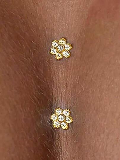 Pezoneras florales y sensuales con cristales, cadena de Body con strass para mujeres