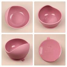 1pc Silicone Baby Bowl With Suction Cup, Anti-Spill, Easy To Clean, Toddler Self-Feeding Dinnerware - Multicolor - View 3