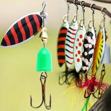 5件套金属路亚饵套装，含旋转亮片和人造丝硬饵，鲈鱼、鳟鱼、鲑鱼通用，带包装盒 - 彩色 - 查看 3