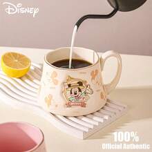Disney 迪士尼官方米奇米妮标志设计可爱卡通陶瓷杯，家用早餐情侣个性化咖啡杯，刺绣奢华标志杯 - 彩色 - 查看 8