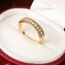 1pc Women's Wedding Ring, Fashionable Minimalist 18K Plated Copper Material, Sapphire Blue, Rose Red, Emerald Green, White Zirconia Ring, Suitable For Women's Daily Wear Jewelry - Ring - View 25