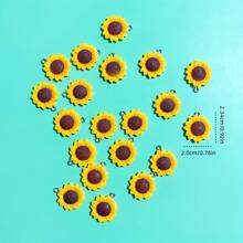 5/10/20pcs Exquisite Sunflower Flower Suitable For Handmade Jewelry Pendant, Earrings, Necklace, Bracelet, Bag Charm, Resin Craft Accessories - Sunflower - View 3