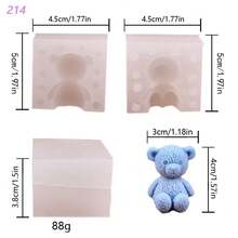 Khuôn silicon hình gấu bông mới, tự làm quà tặng ngày lễ, đồ trang trí bàn làm việc, đồ thủ công hình gấu dễ thương, khuôn silicon làm nến. - A-trắng - Xem 6