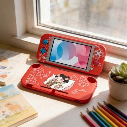 适用于Switch的透明软保护套，唐朝风格可爱少女设计