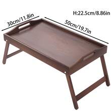 1pc, 19.69*11.81*1.57 Inch Bamboo Bed Tray Table With Foldable Legs, Suitable For Laptop, Breakfast, Sofa, Bed, Dining Table (Brown), Christmas Gift - Brown - View 8