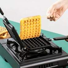 1件经典方形/圆形铝制烘焙模具，华夫饼机和煎锅烹饪用具 - 黑色 - 查看 8